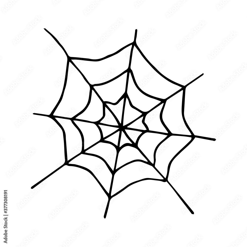Happy Halloween. Single spider web icon . Hand drawn vector illustration in doodle style outline drawing isolated on white background. Happy Halloween. Single spider web icon . Hand drawn vector illustration in doodle style outline drawing isolated on white background.