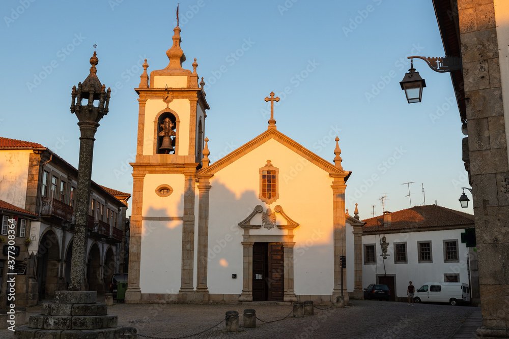 Historic center of Trancoso - St. Peter Church and pillory. Trancoso is one of the historic villages of Portugal, located in Guarda district