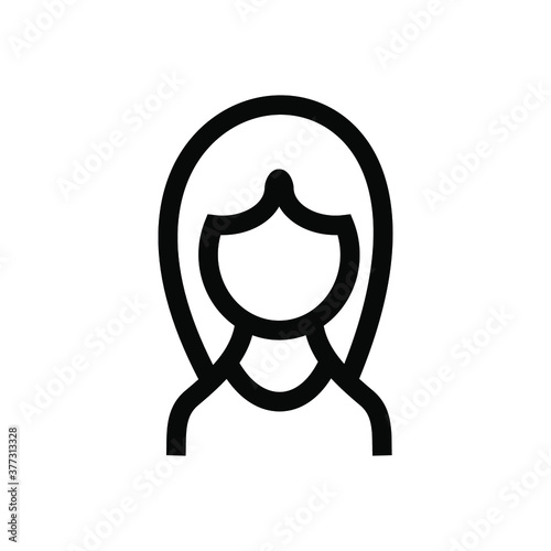 Linear icon of a woman with a hairstyle isolated on a white background