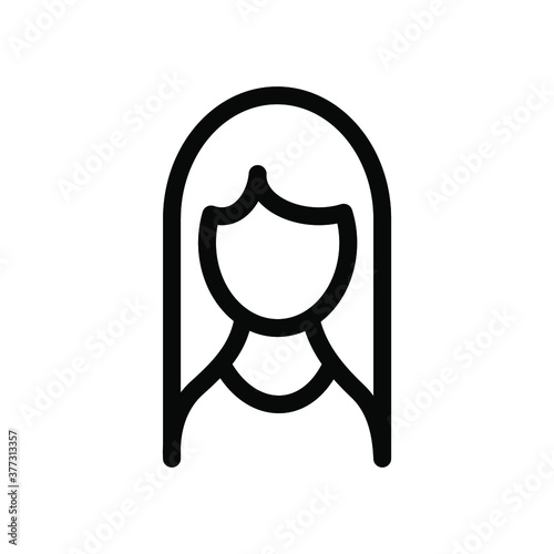 Linear icon of a woman with a hairstyle isolated on a white background