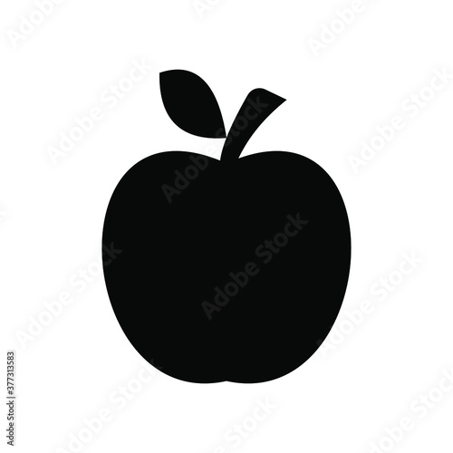Black vector icon of apples with leaf isolated on a white background. Apple sign for your website or app. EPS 10 illustration