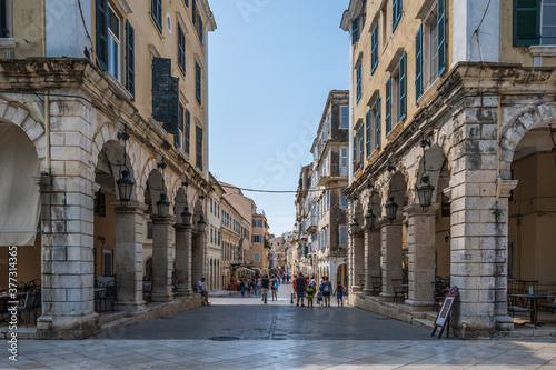 Fototapeta Naklejka Na Ścianę i Meble -  Grand buildings in Corfu Town, Corfu, Greece