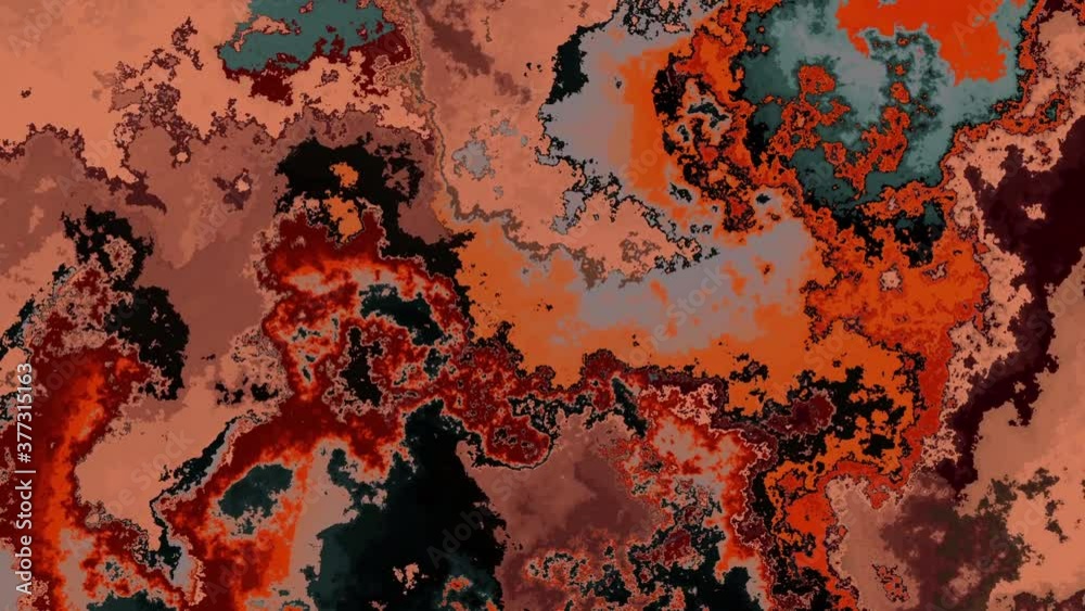 Moving random wavy texture. Burnt orange moving rust. Looping footage.