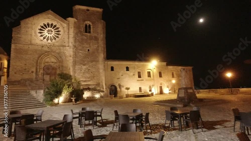 Empty square of the Dome of Altomonte, in the evening. Italy, Cosenza. Panning right. photo