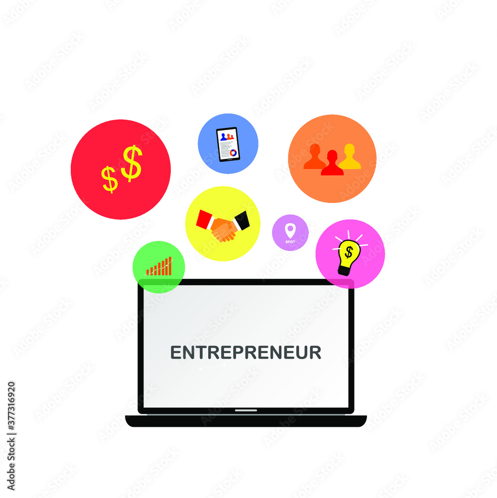 laptop and business icon inside colorful circle laptop and business icon inside colorful circle