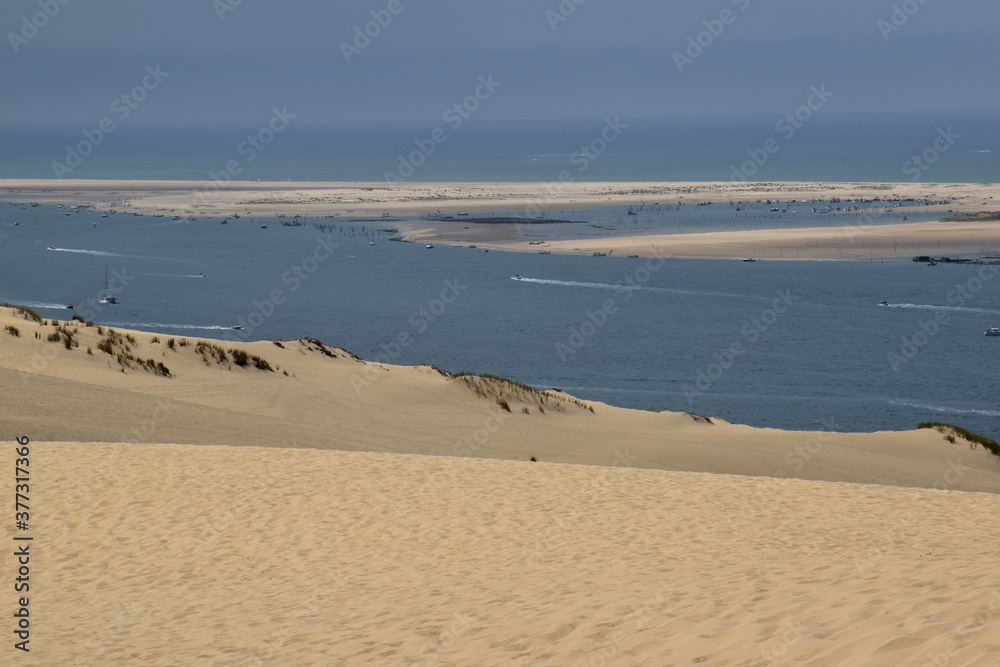 Blick von der Dune du Pilat auf die Banc d'Arguin in Arcachon
