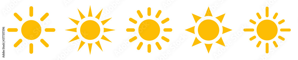 Sun simple icons collection. Sun symbol. Vector illustration - obrazy, fototapety, plakaty 
