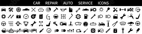 Car service icons set. Car repair. Auto service. Garage icons collection. Vector