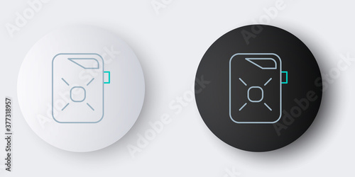 Line Canister for motor machine oil icon isolated on grey background. Oil gallon. Oil change service and repair. Engine oil sign. Colorful outline concept. Vector.