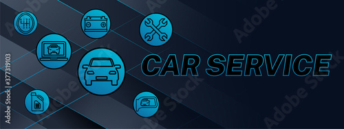 Dark Blue Car Service Banner Background Design