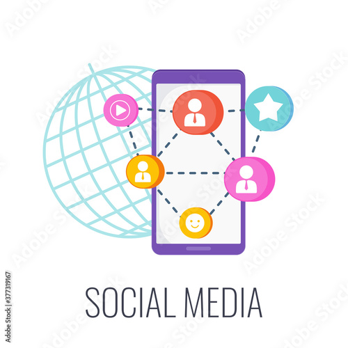 Social Media Infographics Pictogram. Flat vector illustration.
