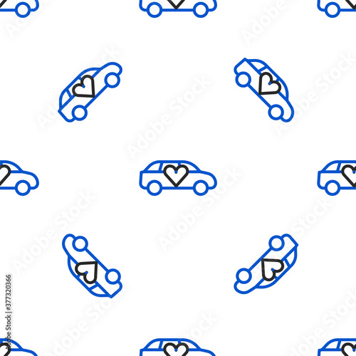 Line Luxury limousine car icon isolated seamless pattern on white background. For world premiere celebrities and guests poster. Colorful outline concept. Vector.