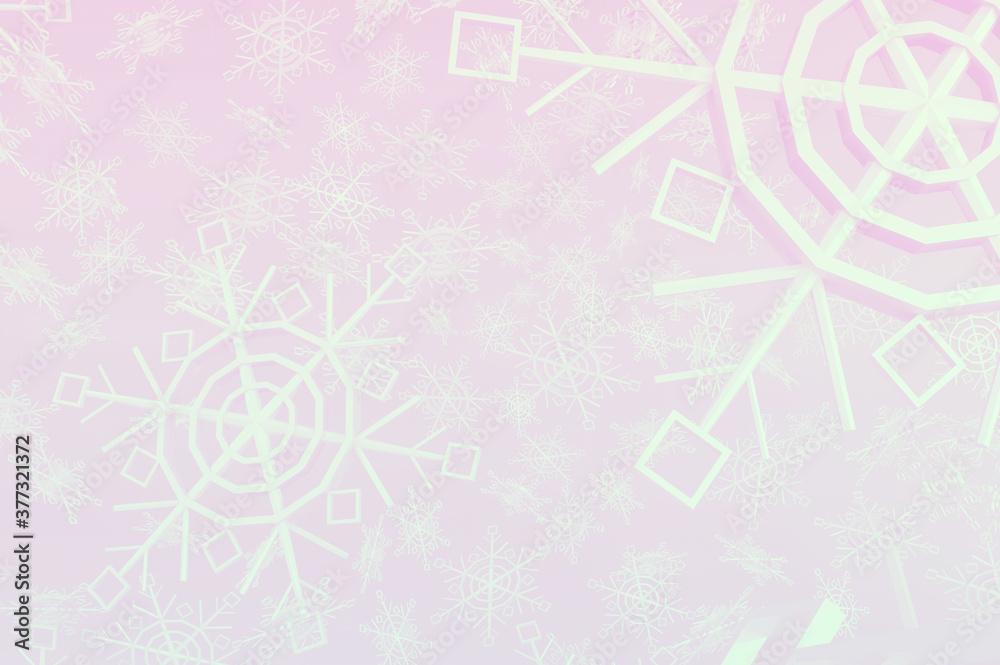 a light pink low-poly snowflakes, 3d render. Design for your ad, poster, banner, place for text