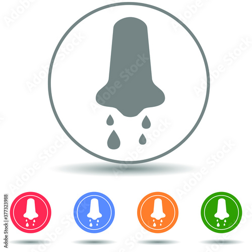 Runny human nose with symptoms of illness sign vector with isolated background