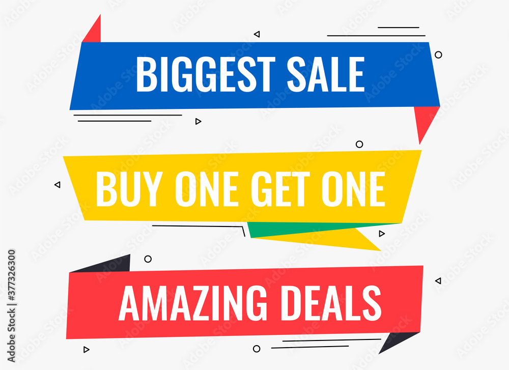 memphis style deals and promotional sale banners design