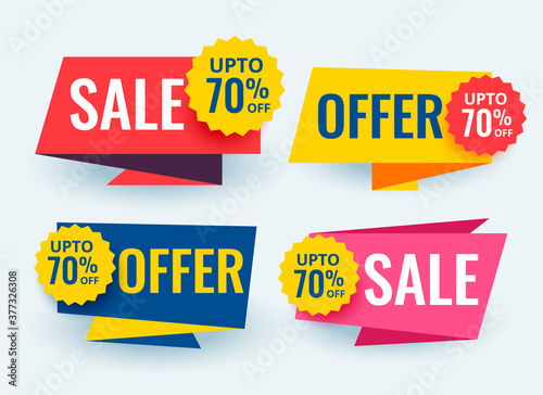 geometric sale and promotional banners tags template design