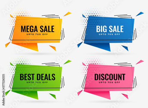 geometric discount and sale banners set