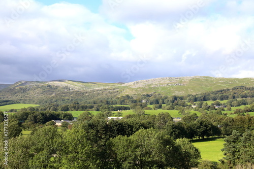 View of the Upper Eden Valley  Cumbria with the hills of the Northern Pennines Musgrave Sear on Musgrave Fell.