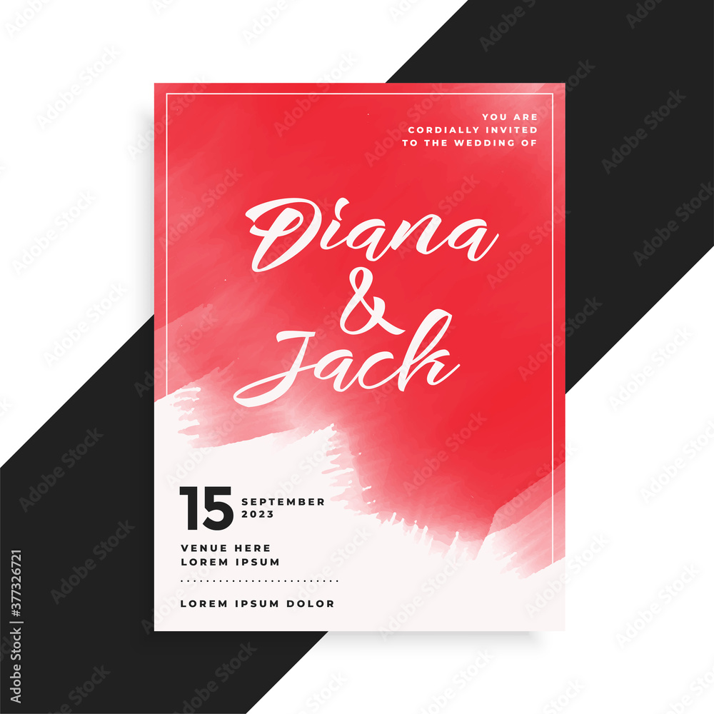 red watercolor style wedding invitation template design red watercolor style wedding invitation template design