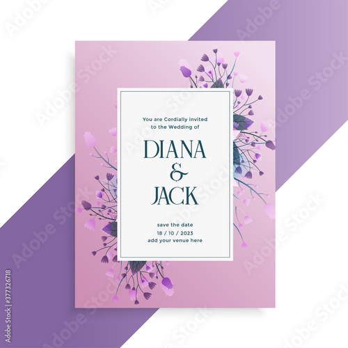 decorative flower style wedding invitation card design