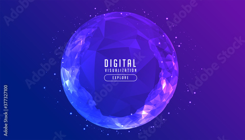 digital low poly circular sphere technology concept background