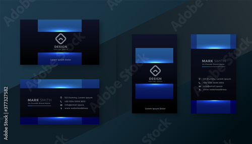 shiny blue attractive business card template design