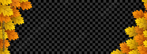 Autumn golden oak leaves corner frame.