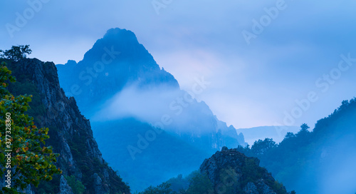 Landscape at dusk.In the port of tarna, Puerto de Tarna, Redes Natural Park, Caso Council, Asturias, Spain, Europe photo