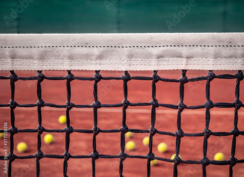 Tennisballs on the tennis court photo