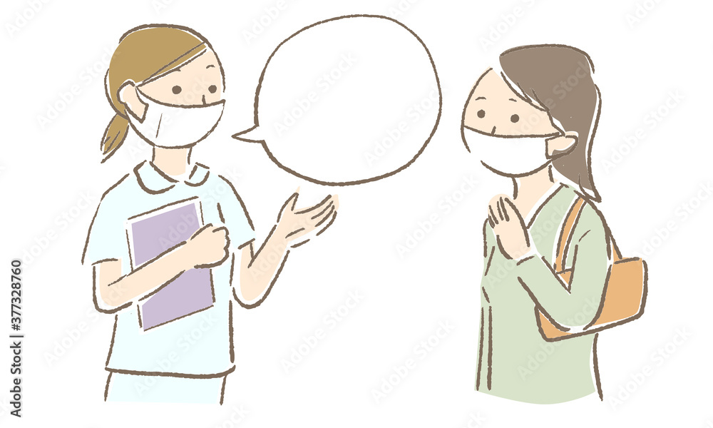 young woman talking to a nurse