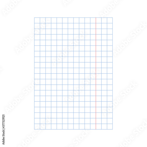 A4 notebook sheet with checkered pattern isolated on white background. Vector illustration 