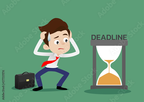 Businessman feels stressed about deadline