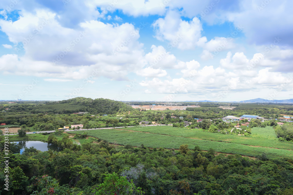 Naklejka premium Top view of the the rayong city in Thailand