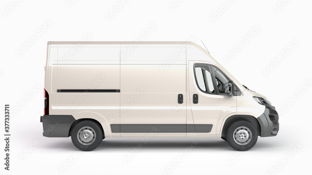 White Delivery Van Icon 3d render on white