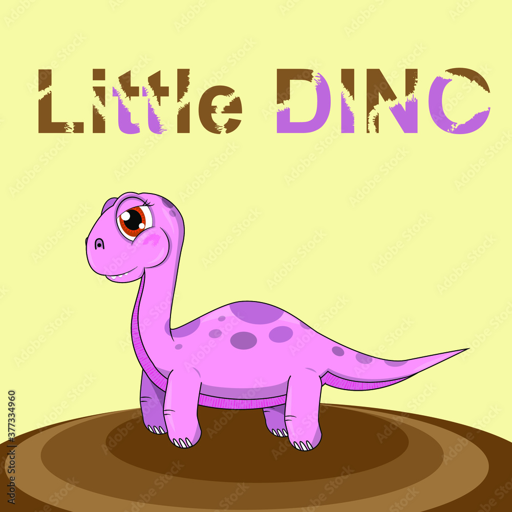 Obraz premium Cute pink dinosaur in vector