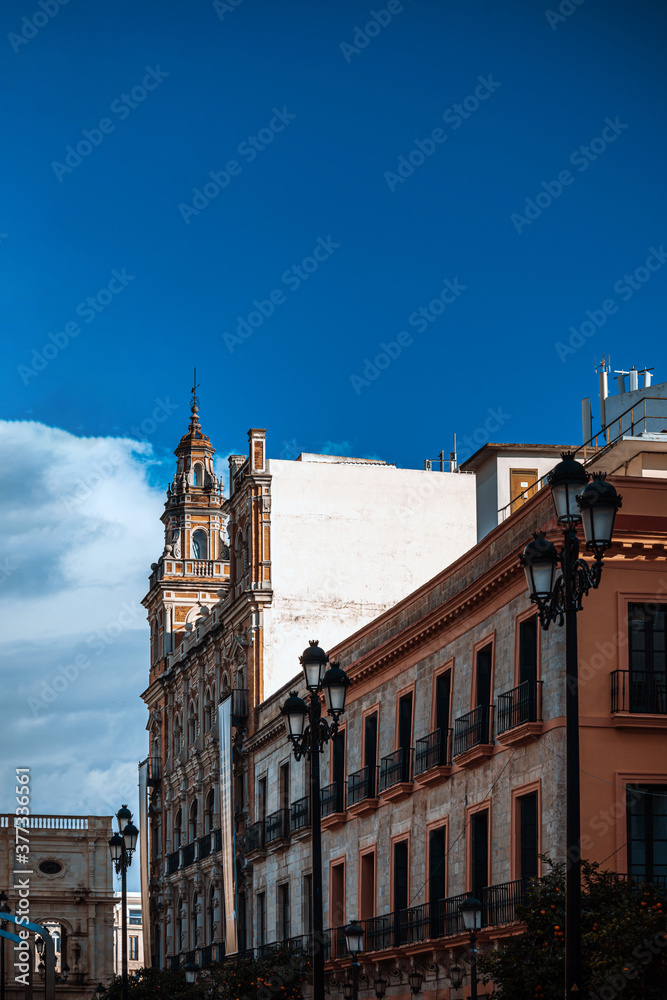 Obraz premium Street view of downtown in Seville city, Spain
