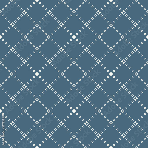 Subtle geometric square texture. Vector seamless pattern with small rhombuses, diamonds, squares, grid, lattice.  Simple minimal background. Soft blue color. Design for decor, wallpapers, textile