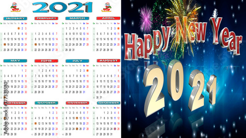 Calendario 2021 happy new year