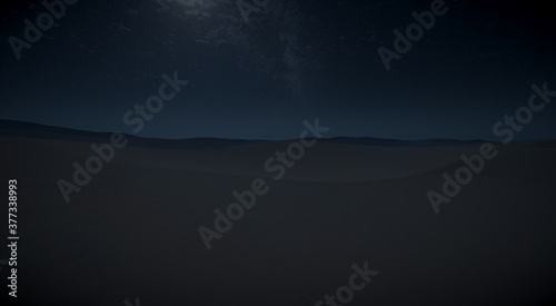 Night in the desert landscape with clouds 3d 