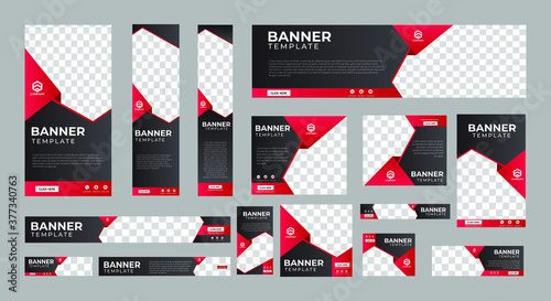 set of corporate web banners of standard size with a place for photos. Vertical, horizontal and square template. vector illustration EPS 10 photo