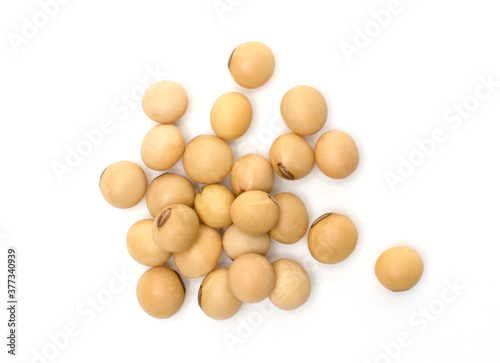 Soybeans isolated on white background,Agricultural products,Top view.