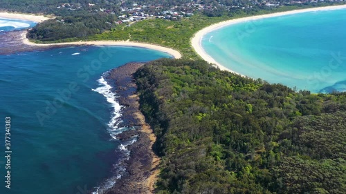 Aerial view of Broulee Island at Broulee near Bateman’s Bay on the New South Wales South Coast, Australia  photo