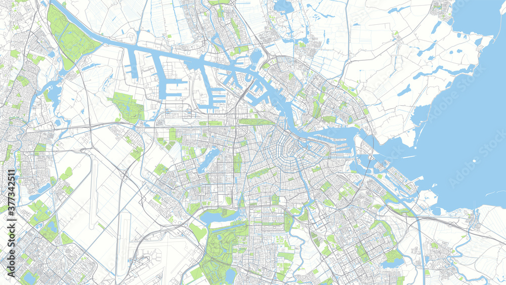 Сity map Amsterdam, color detailed urban road plan, vector illustration