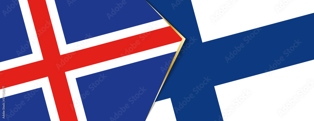 Iceland and Finland flags, two vector flags.