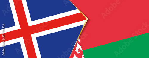Iceland and Belarus flags, two vector flags.