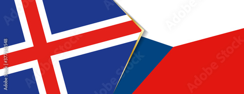 Iceland and Czech Republic flags, two vector flags.