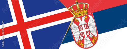 Iceland and Serbia flags, two vector flags.