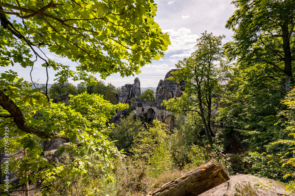 Fototapeta premium Elbsandsteingebirge in Sachsen, Felsformationen