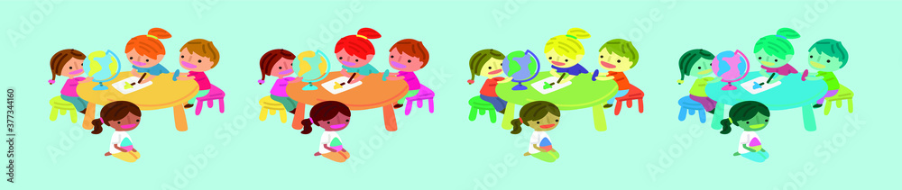set of children's creative activity cartoon design template with various models. vector illustration set of children's creative activity cartoon design template with various models. vector illustration