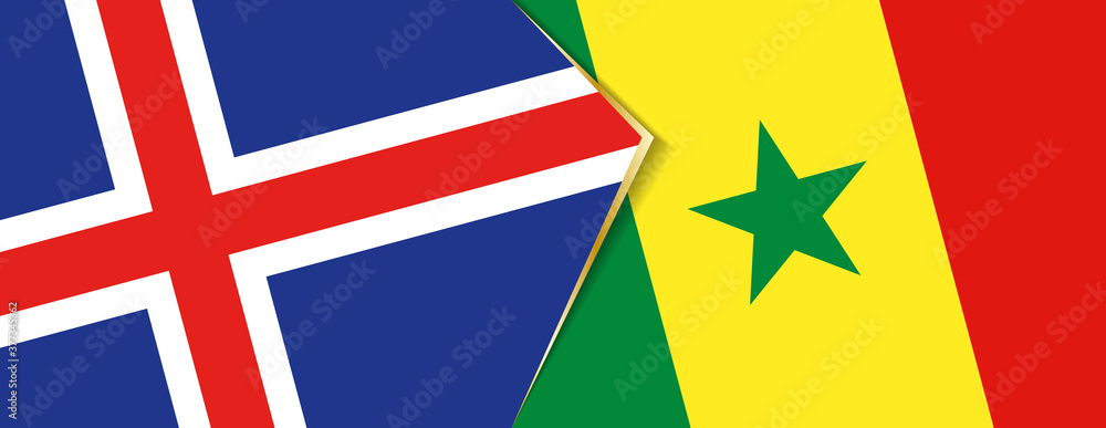 Iceland and Senegal flags, two vector flags.